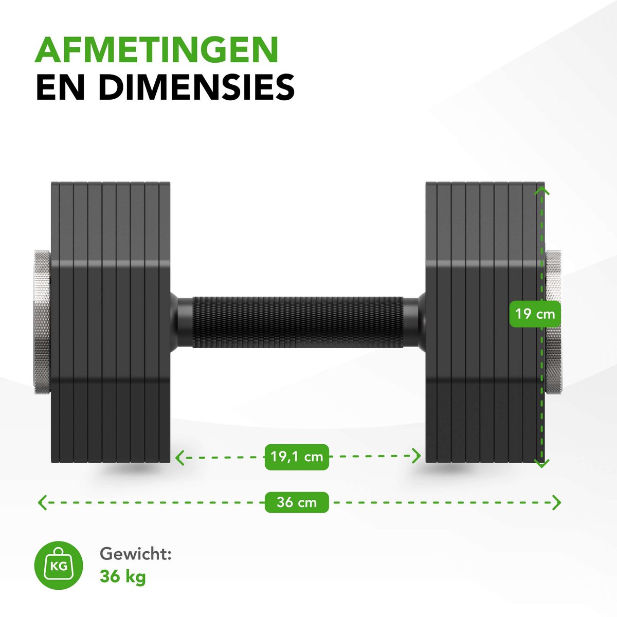 Tunturi Rapid Verstelbare Dumbbell – 36 kg – Verstelbaar van 4 tot 36 kg – 17 gewichten in één – Halterset voor thuisfitness – foto 2