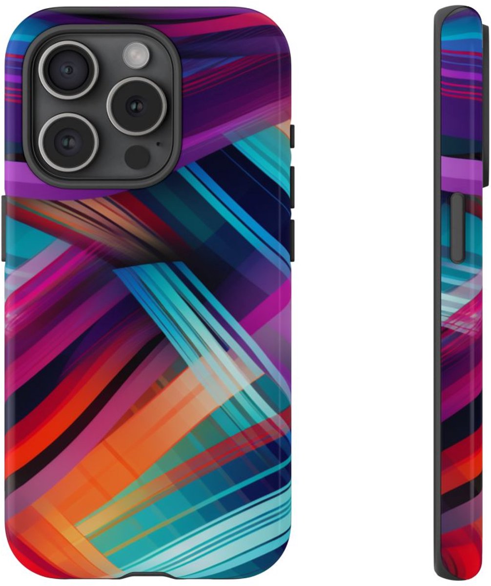 Vrolijk Abstract Gekleurd Golfpatroon – Telefoonhoesje Geschikt voor iPhone 15 Pro