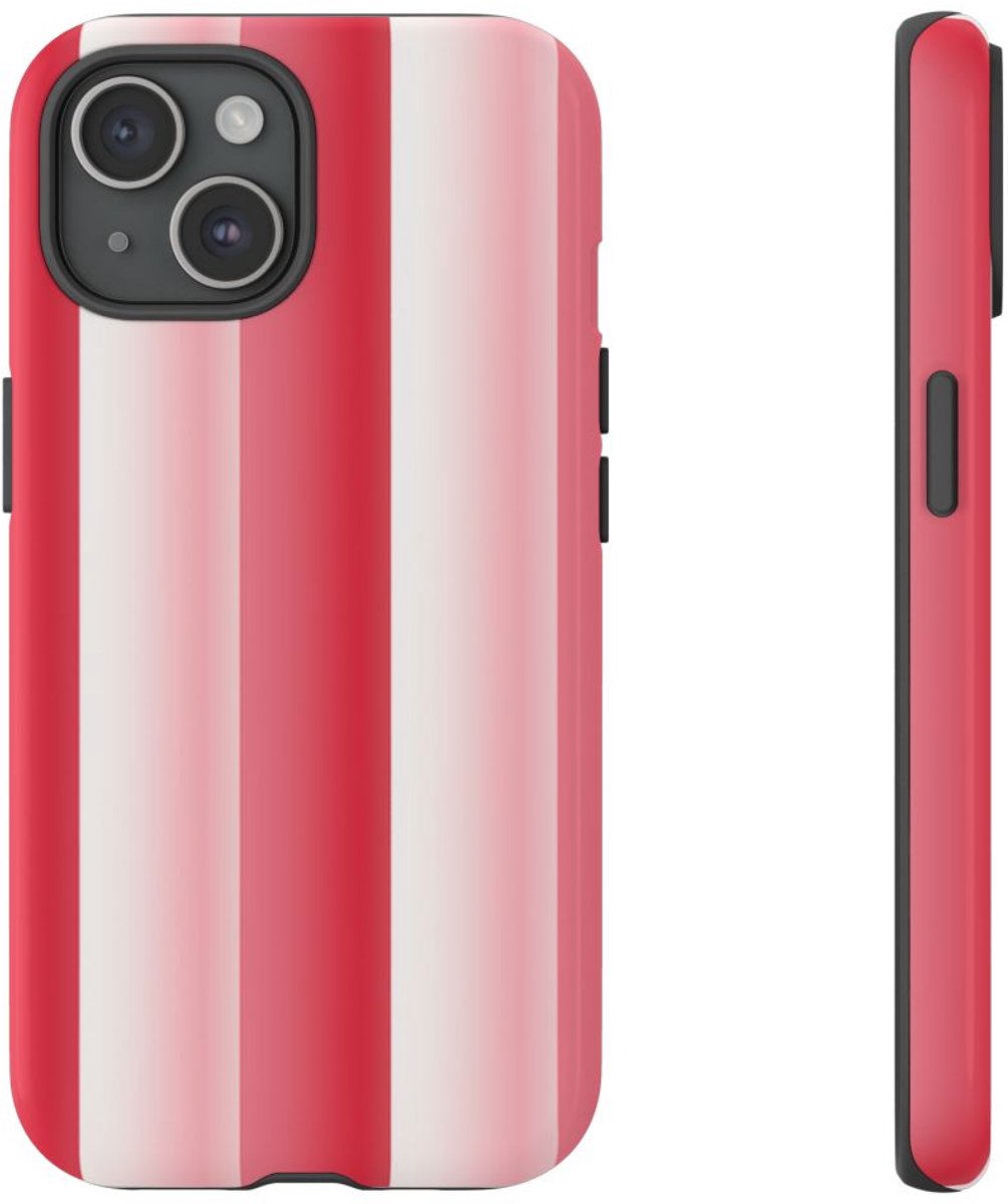 Rood-Wit Gestreept Patroon – Telefoonhoesje Geschikt voor iPhone 15
