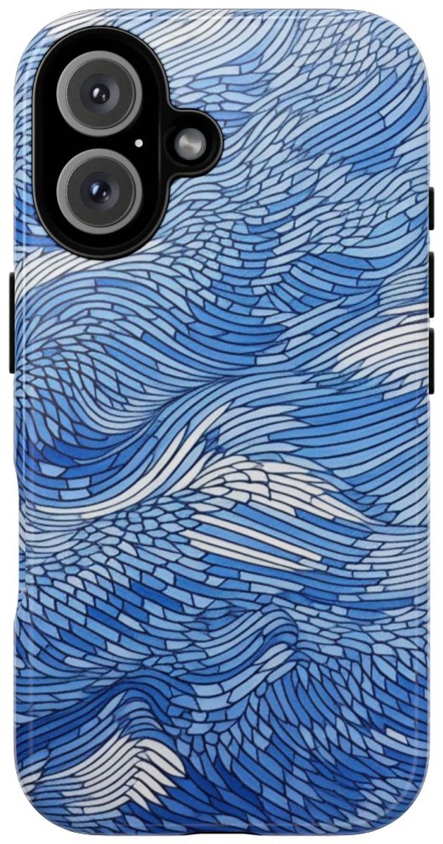 Blauw Abstract Lijnenpatroon – Telefoonhoesje Geschikt voor iPhone 16