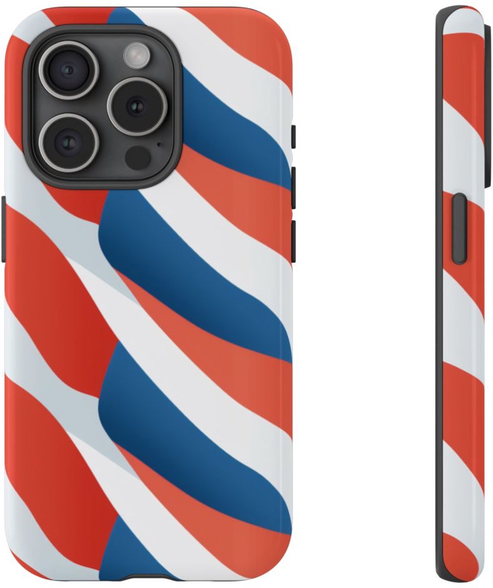 Minimalistisch Frans Vlagpatroon – Telefoonhoesje Geschikt voor iPhone 15 Pro
