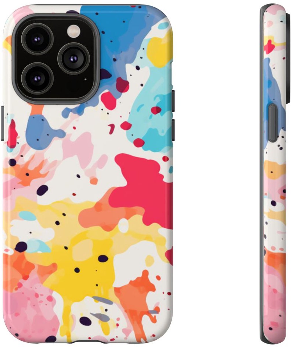 Kleurrijke Verfspatten Abstract Patroon – Telefoonhoesje Geschikt voor iPhone 14 Pro Max