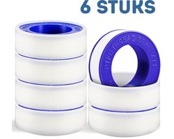 Teflon Tape – Set van 6 Rollen – Sanitairtape - PTFE Afdichtingstape – 6 x 430cm – 1,5 cm Breed – Sterke Plumber’s Tape - Anti lek tape - Lekkage sanitair tape