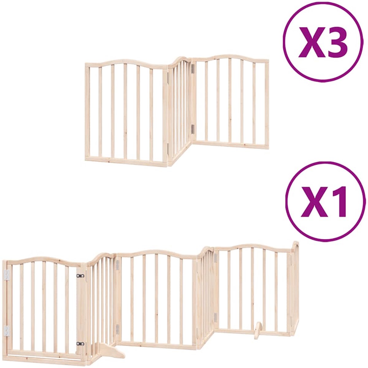 Bol.com vidaXL - Hondenhek - inklapbaar - met - deur - 15 - panelen - 750 - cm - populierenhout aanbieding