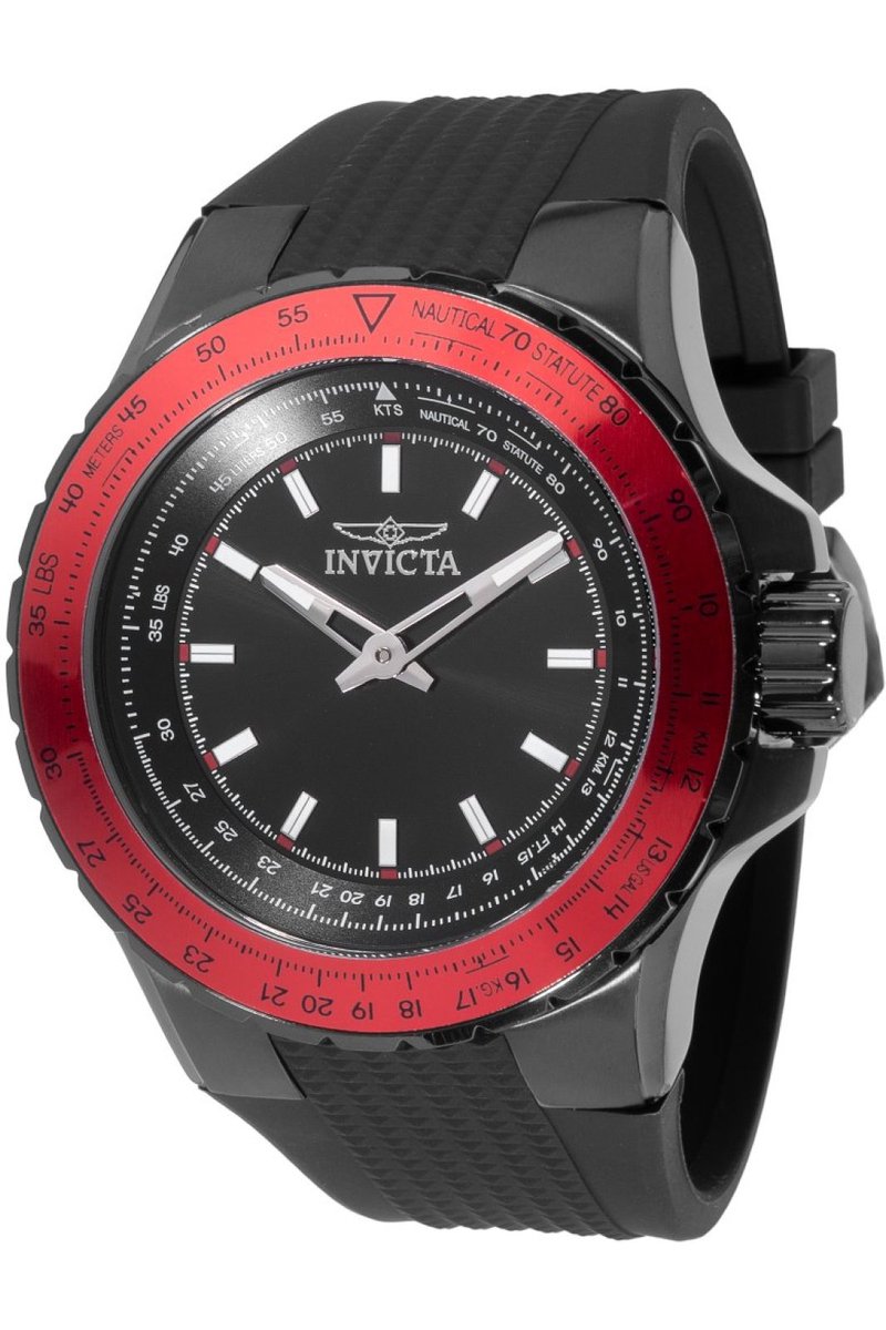 Invicta Aviator 49665 Heren Horloge - Waterdicht - Analoog - Quartz Uurwerk - Roestvrij Staal met zwarte Wijzerplaat - 50mm