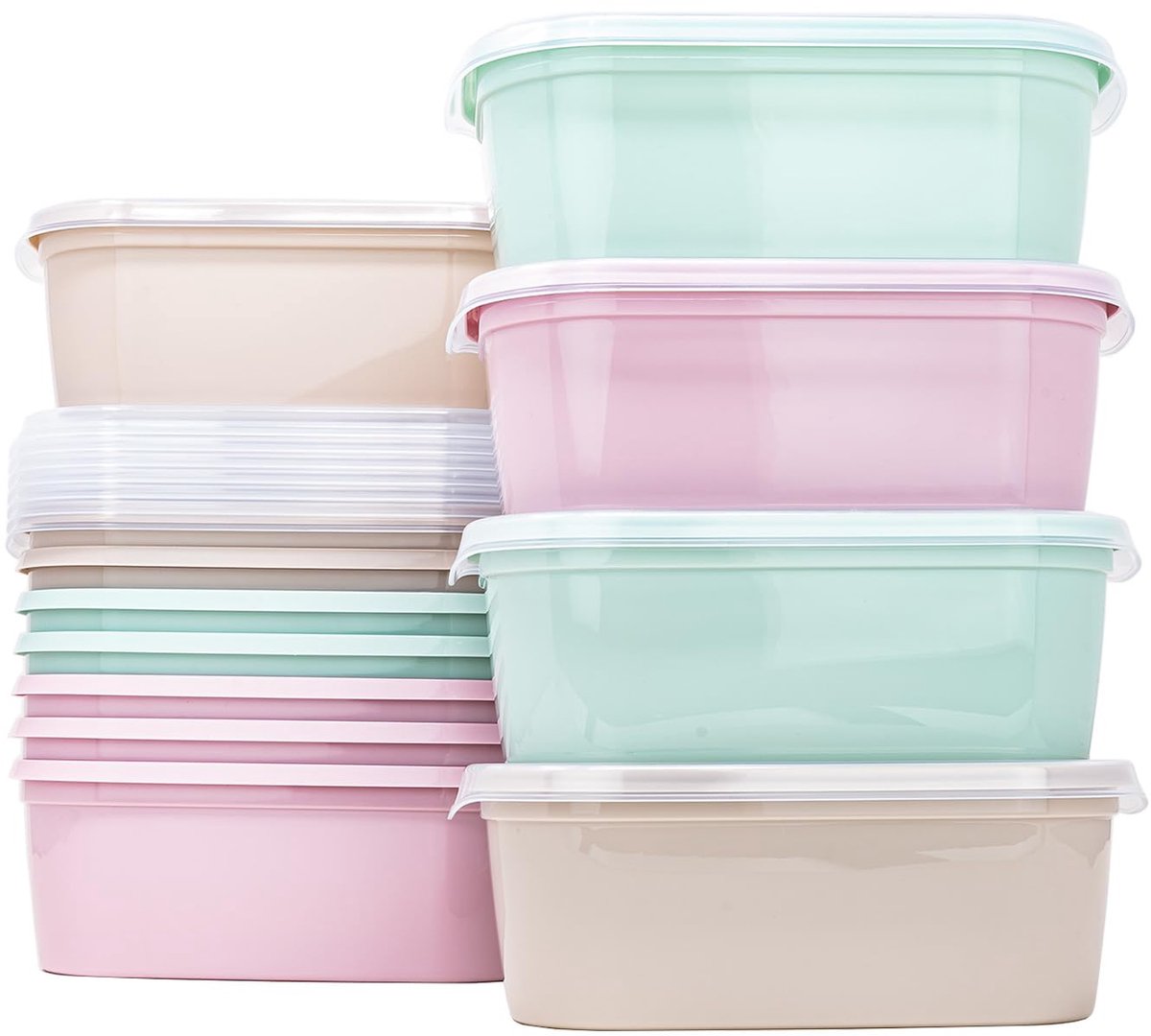 Ibenzoa® Set van 12 ronde voedselcontainers van BPA-vrij kunststof met deksel