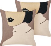 Beliani SILPHIUM - Sierkussen lot de 2 - Marron - Katoen