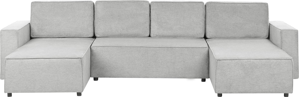 BELIANI VATNE - Hoekbank u-vorm - Lichtgrijs - Polyester