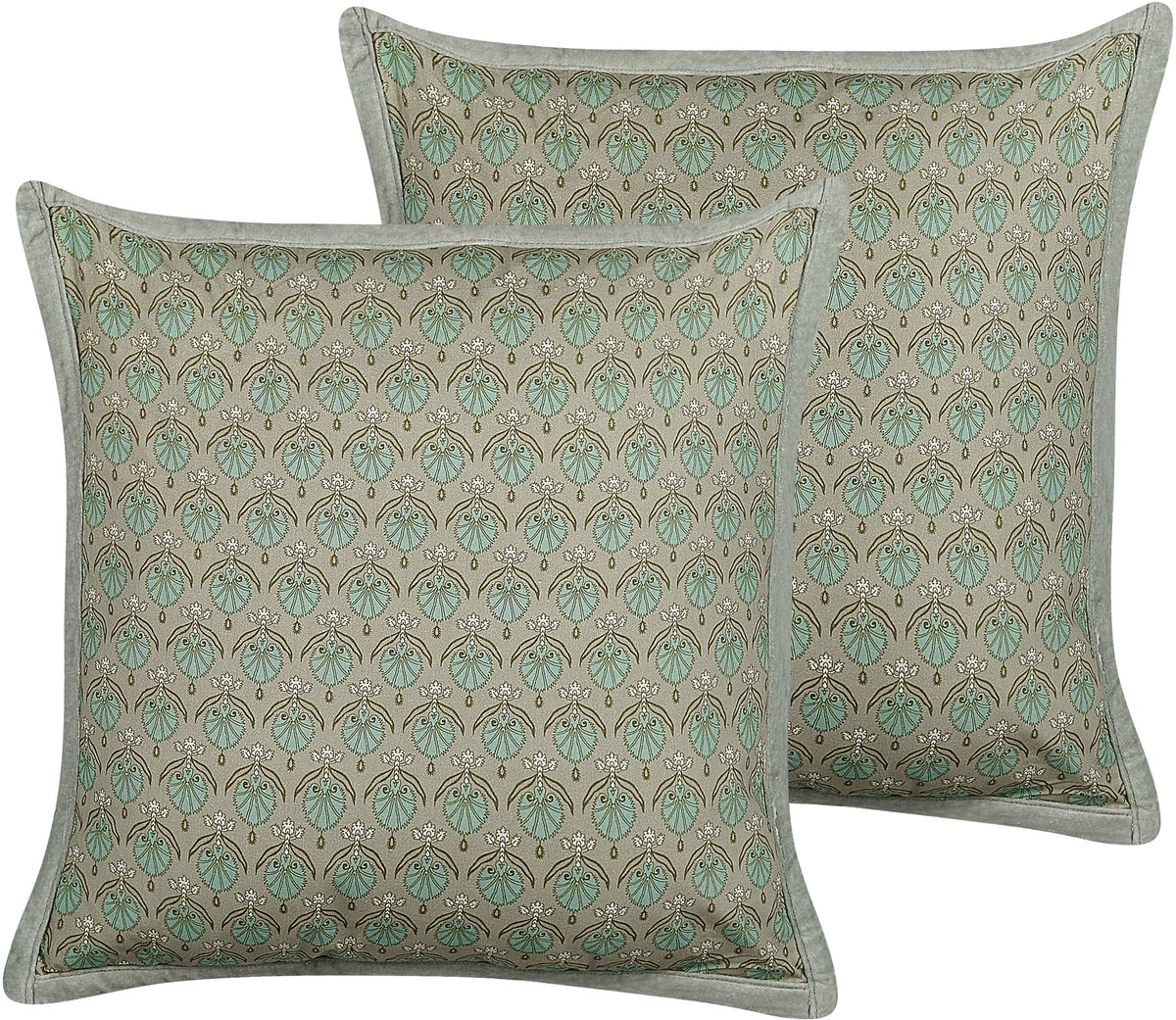 Beliani PICTUS - Sierkussen set van 2 - Olijfgroen - 45 x 45 cm - Katoen