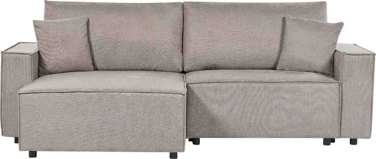 Beliani KARILA - Hoekbank met opbergruimte - Taupe - Rechtszijdig - Polyester Beige