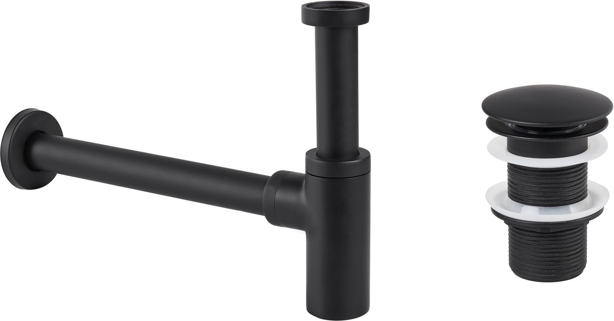 MAFREDI - Wastafel sifon met klik afvoer - Zwart - Messing