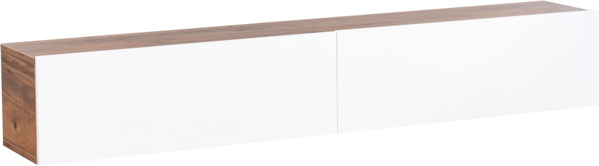 Beliani GLADSTONE - Wandgemonteerd TV-meubel - Wit/Bruin - 180 cm - Vezelplaat