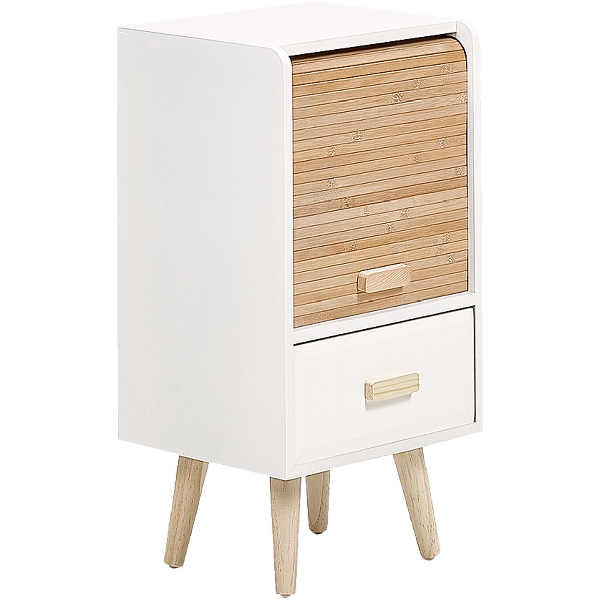 Beliani NESIKA - Nachtkastje - Wit/Licht hout - MDF