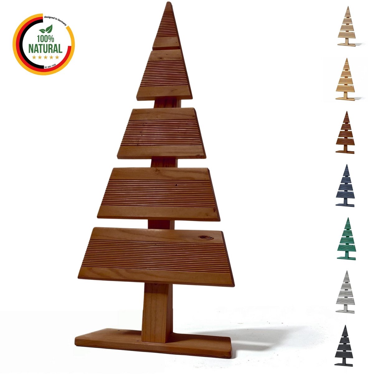 Floranica houten kerstboom natuurlijke hout den 60x27 cm kerstdecoratie houten boom van larikshout handgemaakt klein bruin