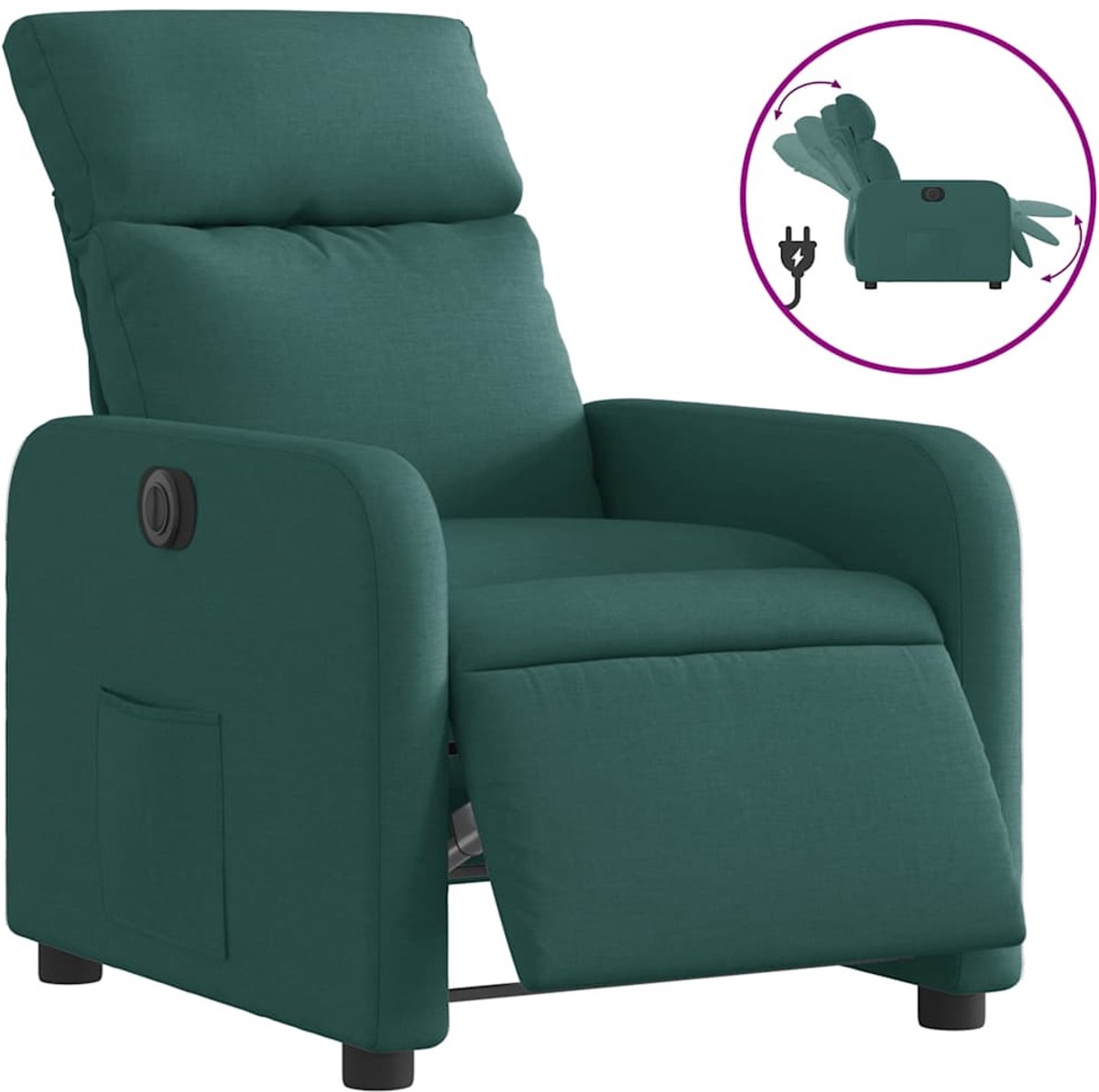 vidaXL Fauteuil - verstelbaar - elektrisch - stof - donkergroen