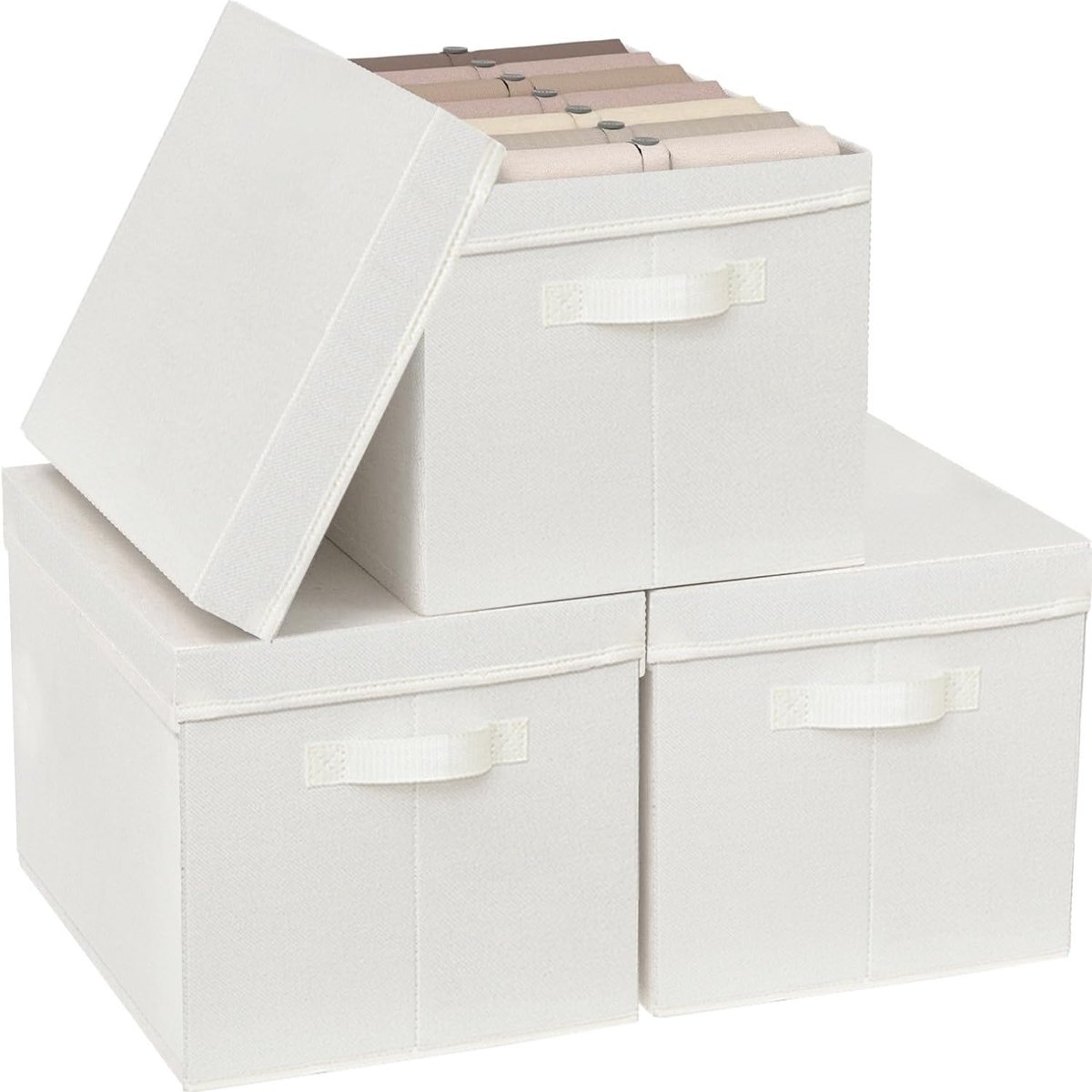 Ibenzoa® Set van drie opvouwbare opbergdozen met deksel voor veelzijdig gebruik