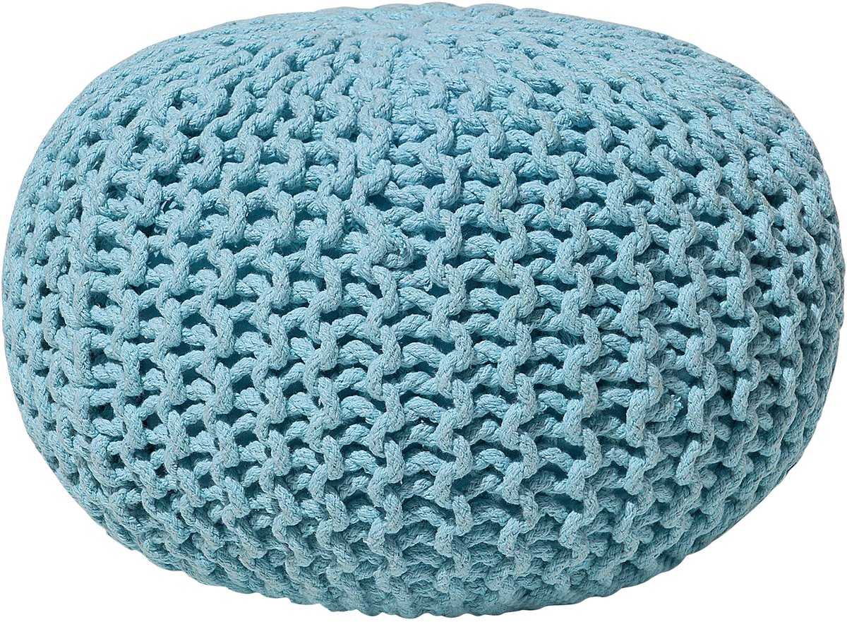 Beliani CONRAD - Poef - Lichtblauw - 40 cm - Katoen