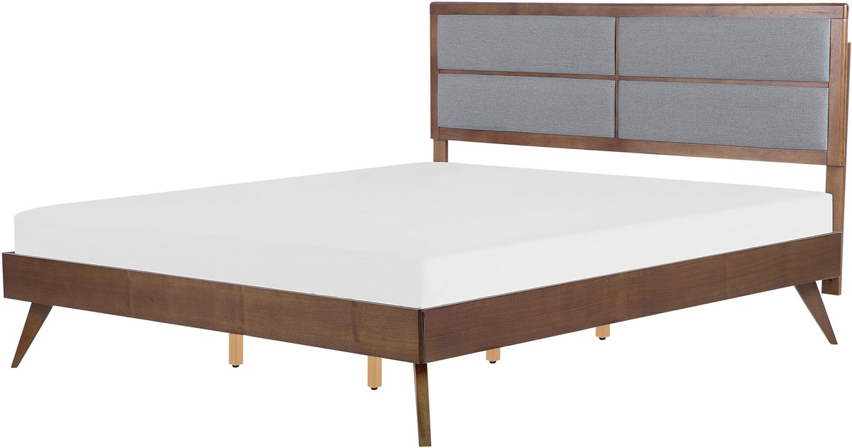 Beliani POISSY - Tweepersoonsbed - Grijs - 180 x 200 cm - MDF Bruin