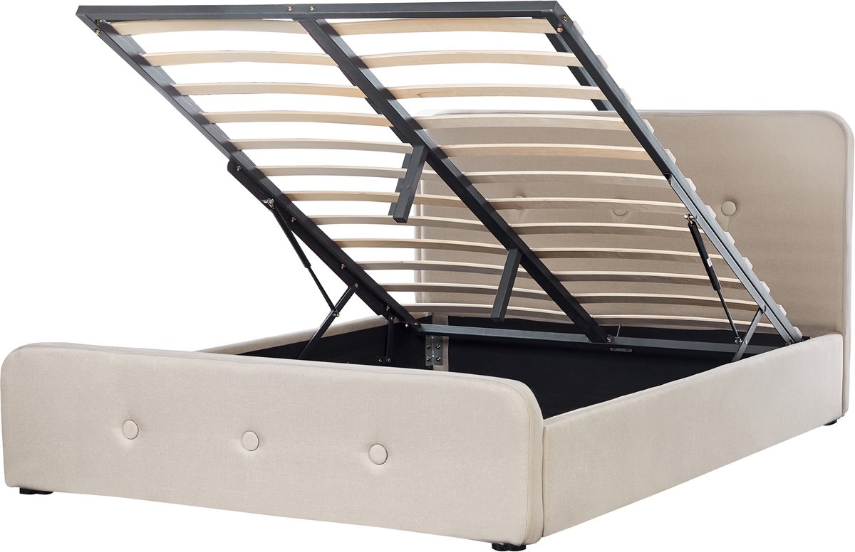 BELIANI RENNES - Bed met opbergruimte - Beige - 160 x 200 cm - Polyester