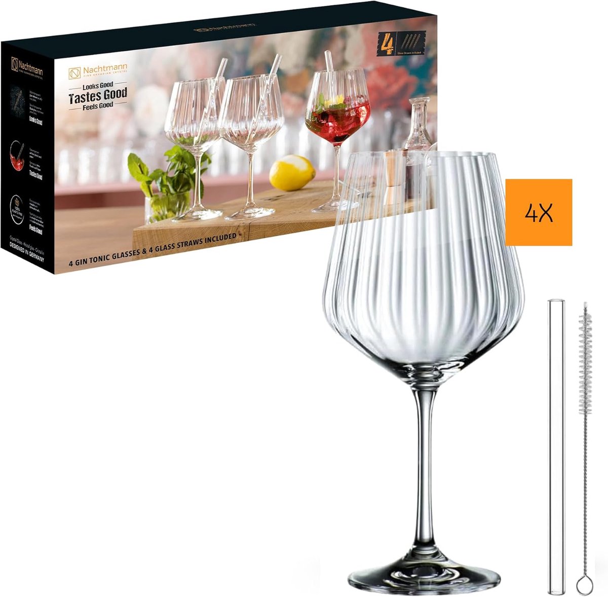 9-delige Gin & Tonic Set met Glas en Rietjes voor Cocktails