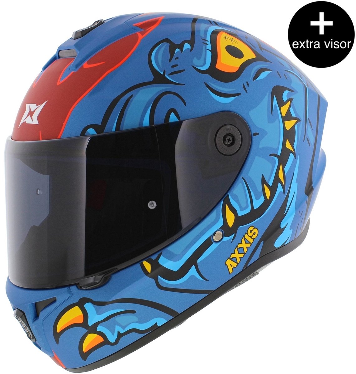 Axxis Draken S helm Dinotoon mat blauw