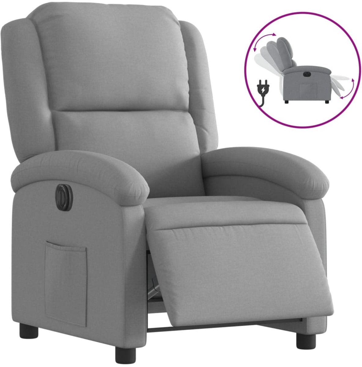 vidaXL Fauteuil - elektrisch - verstelbaar - stof - lichtgrijs
