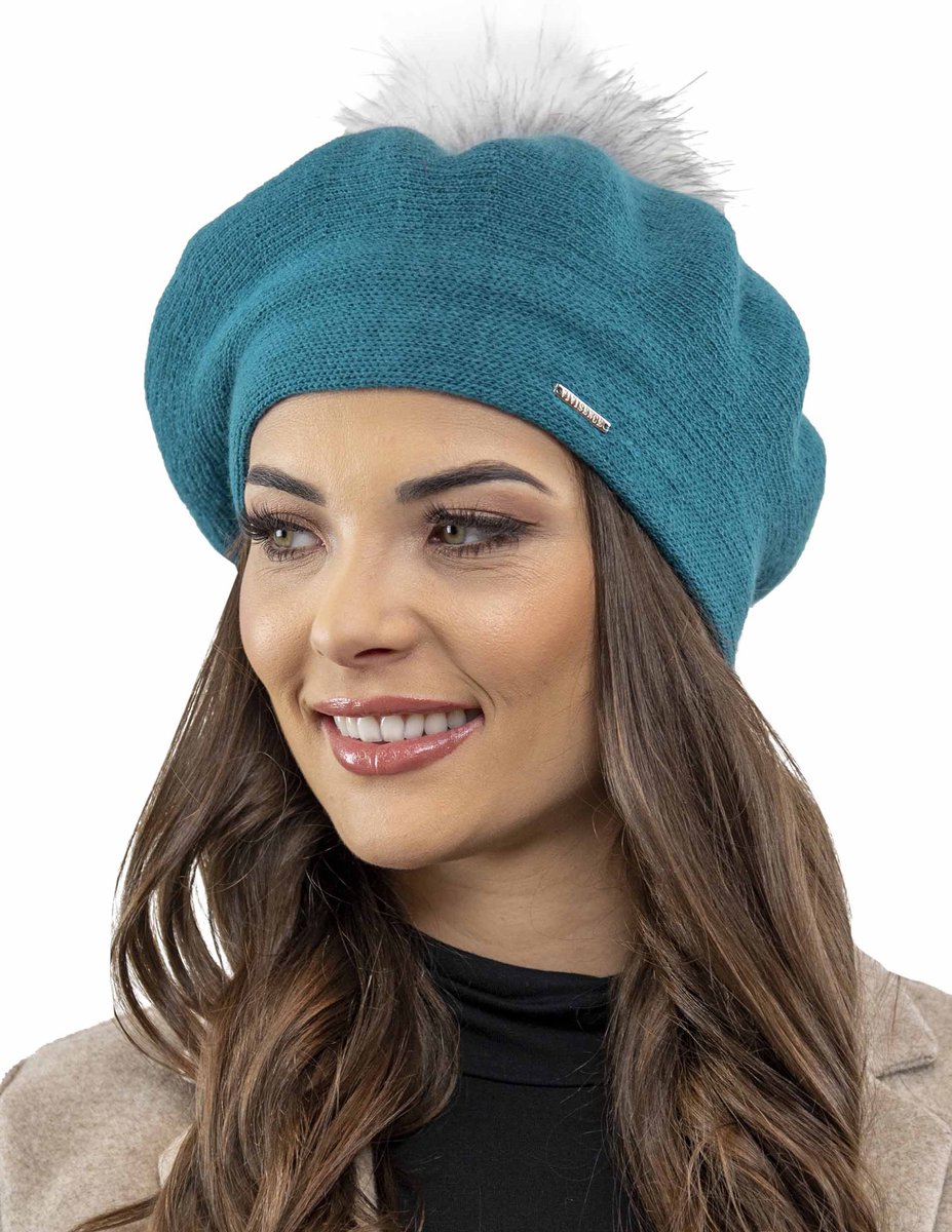 Vivisence Dames Winter Baret En Sjaal Set - Wolmix Met Wol En Acryl Met Pompon Van Imitatiebont - Zacht Comfort Voor Koude Dagen Elegant Bij Alledaagse En Chique Outfits Afmetingen Sjaal 166 X 29 Cm - Turkoois — cadeau in Mode & Accessoires - foto 4