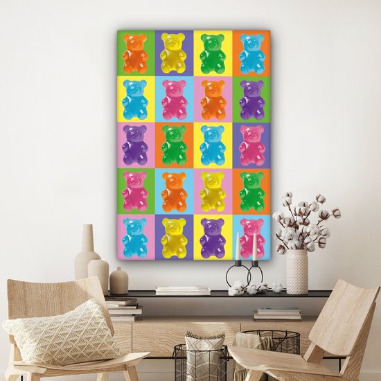 Peinture sur toile 80x120 cm - Décoration murale Art- Snoep - Gummy - Coloré - Décoration murale salon - Décoration chambre - Accessoires chambre - Peintures sur toile