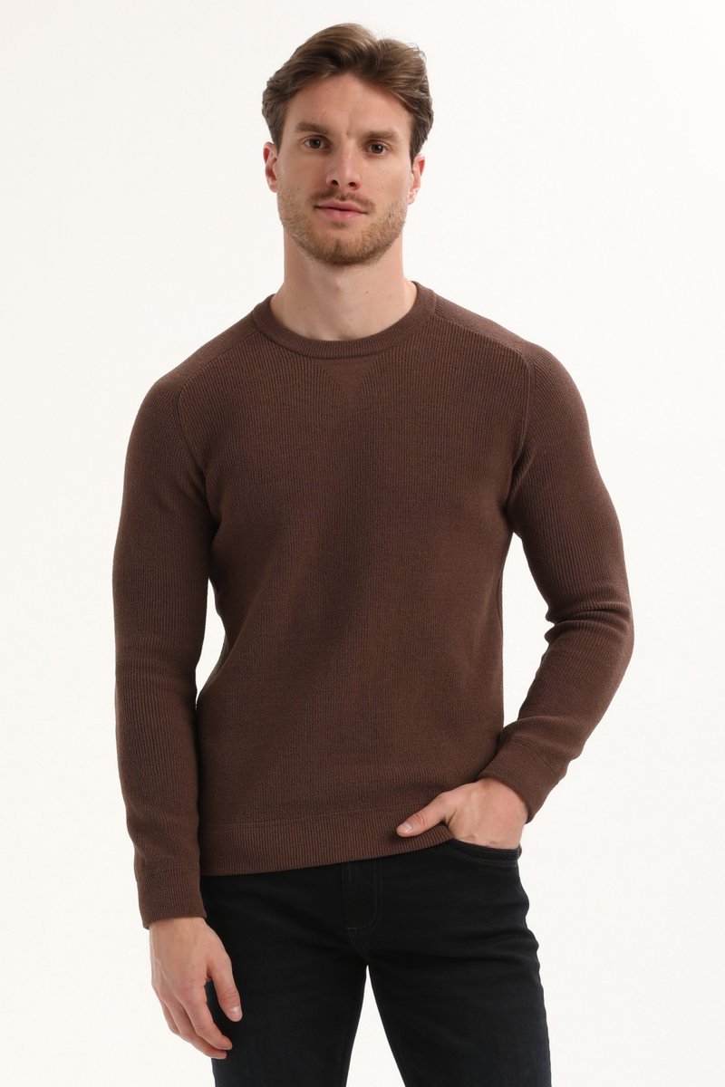 Gabbiano Trui Modieuze Chenille Trui 615766 Oak Brown Mannen Maat - XL
