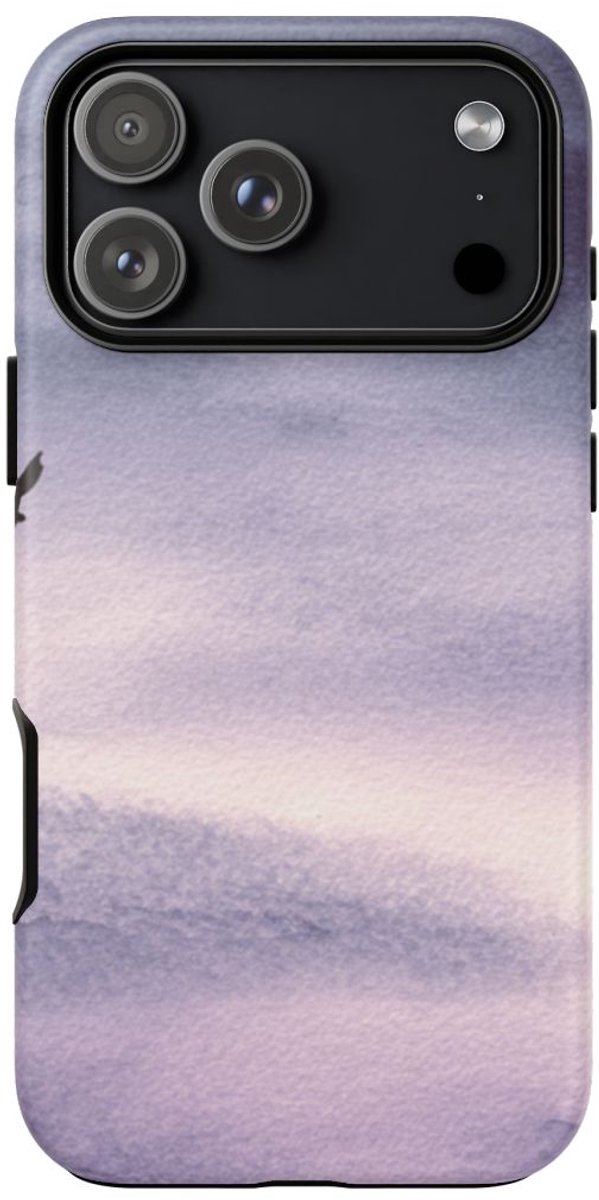 Eenzame Vogel in Paarse Lucht – Telefoonhoesje Geschikt voor iPhone 17 Pro Max