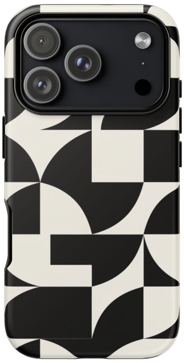 Zwart-Wit Geometrisch Abstract Patroon – Telefoonhoesje Geschikt voor iPhone 17 Pro