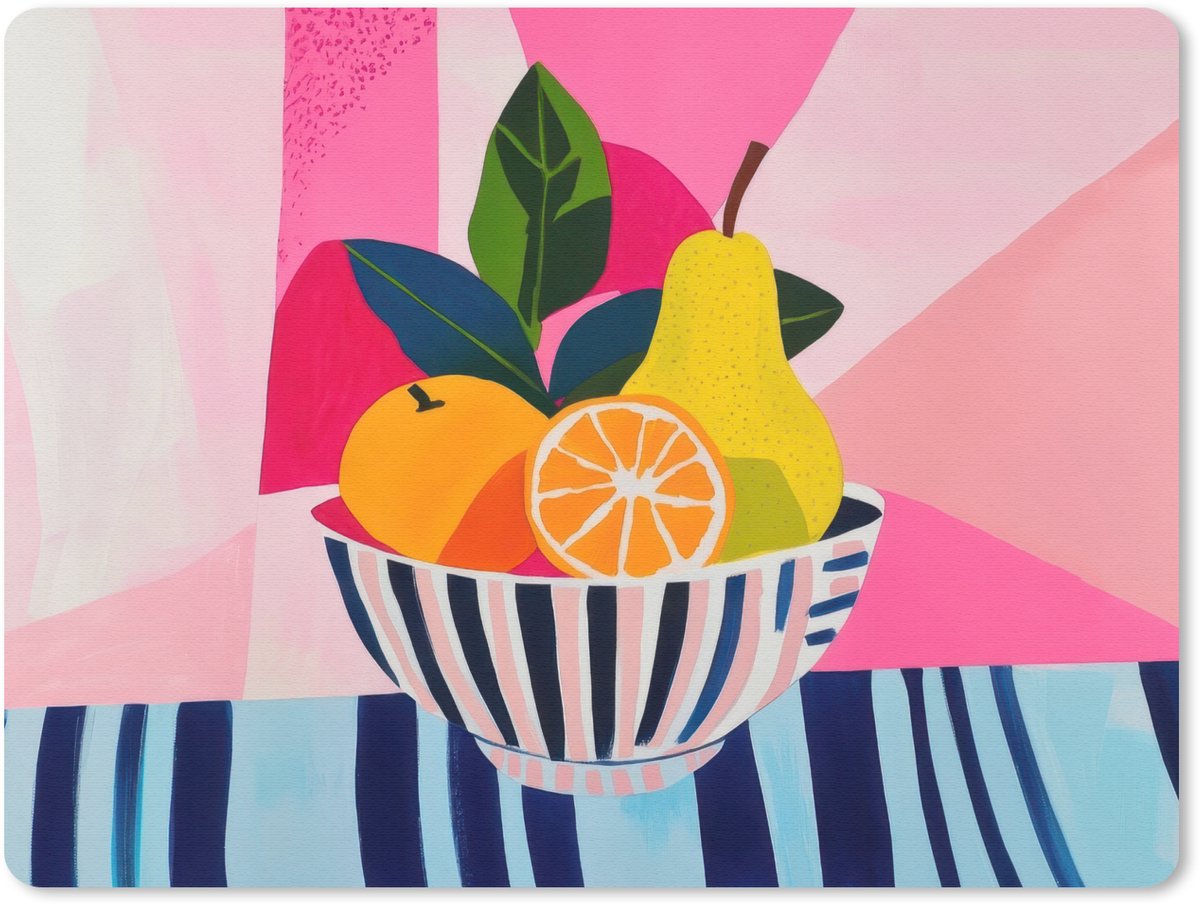 Muismat 23x19 cm - Mousepad Fruit - Abstracte achtergrond - Roze - Muismatten