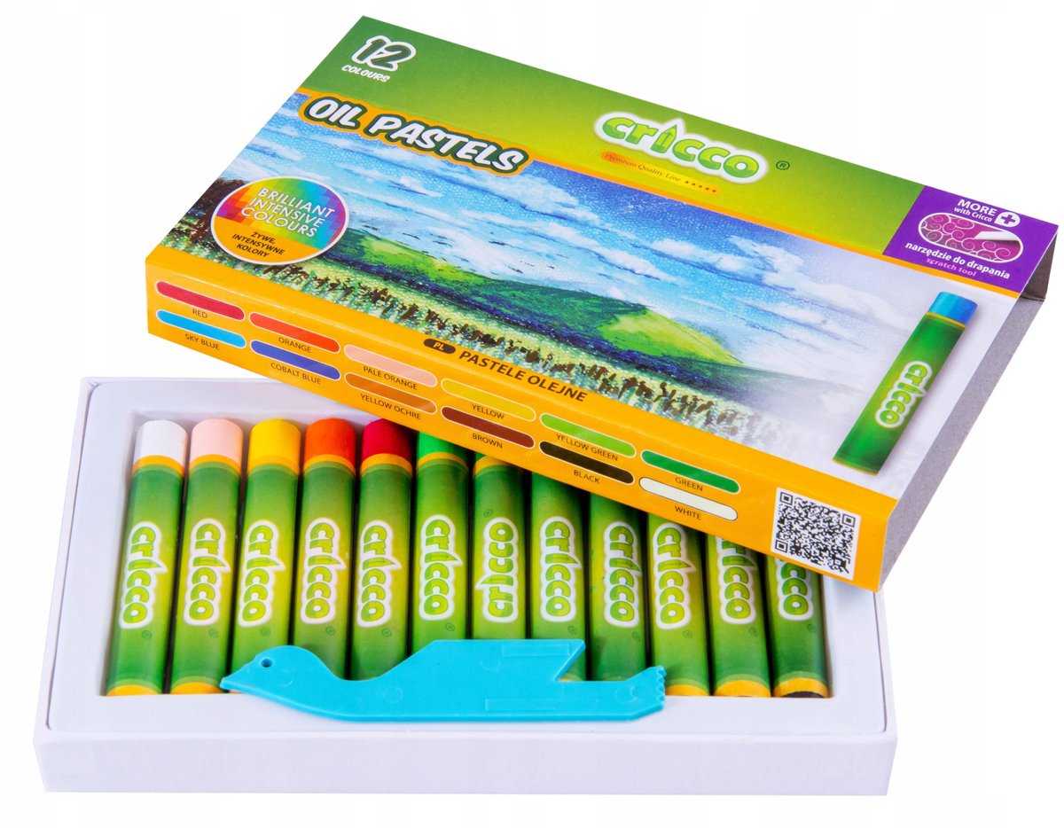 Cricco Oliepastels 12 Kleuren - Ideaal voor School