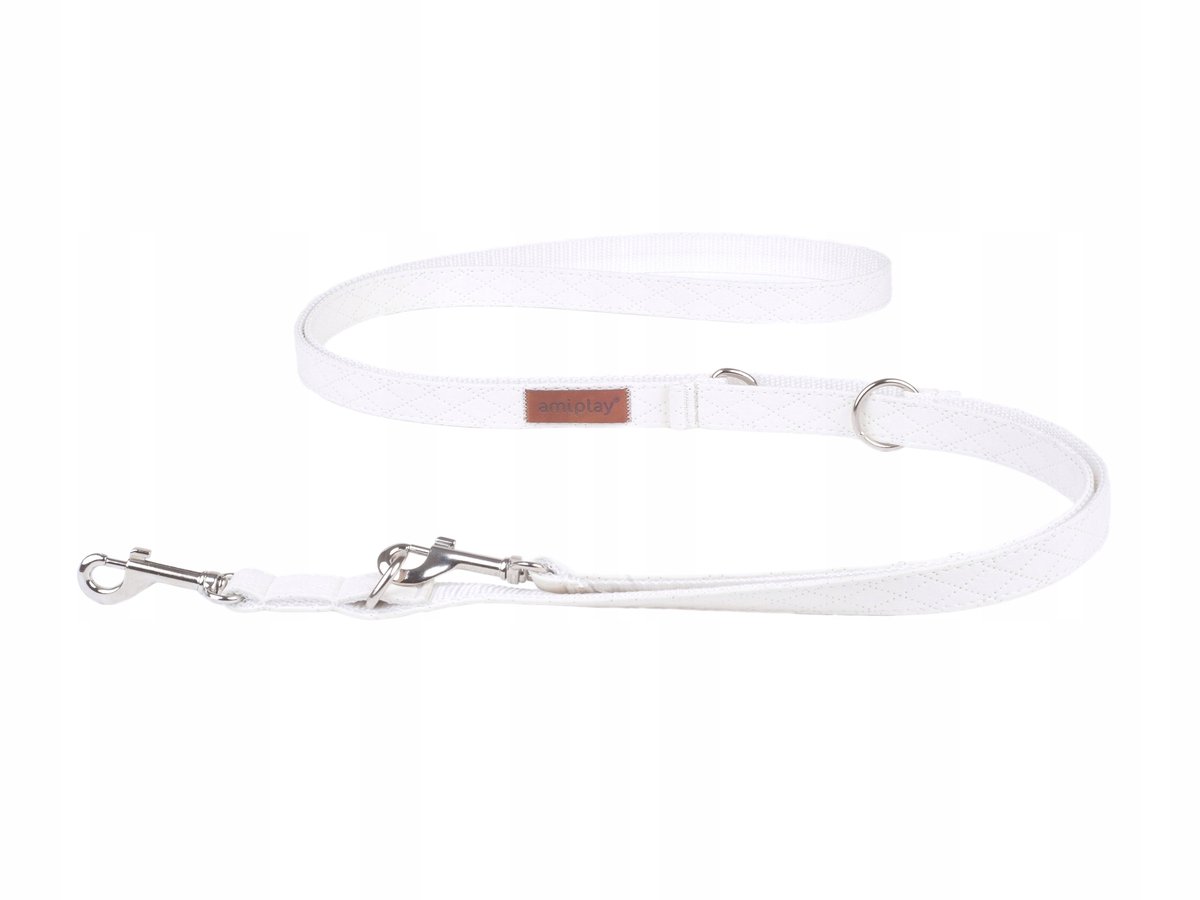 Amiplay Verstelbare Leren Halsband voor Honden - Wit, 2m