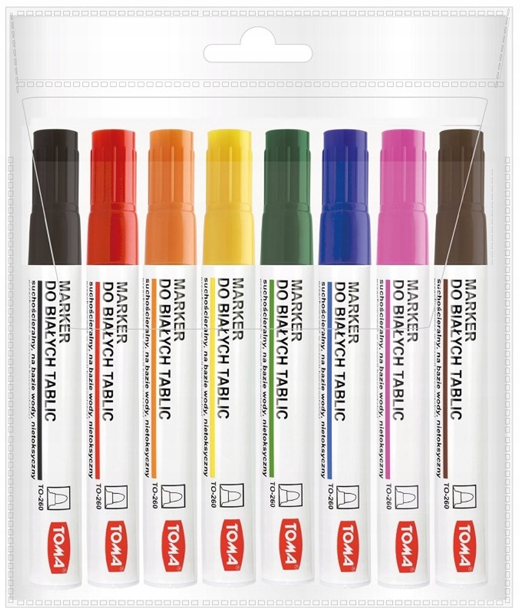 Toma whiteboardmarkers TO-260, 8 stuks, diverse kleuren