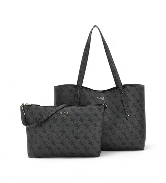 GUESS Sac shopper Brenton Tote Coal Logo Gris foncé