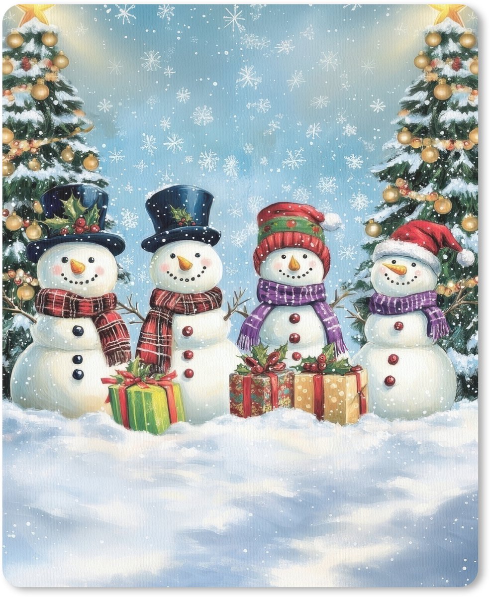 Muismat 19x23 cm - Mousepad Vrolijk - Sneeuw - Kleurrijk - Muismatten