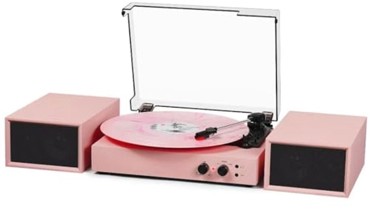 Vintage Vinylplatenspeler met Bluetooth en Externe Luidsprekers - 3-Snelheden Draaitafel voor MP3 Codering en AUX-ingang