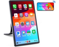 CarPlay Scherm 8 inch – 4K Tesla Stijl Display – Draadloos Android Auto & Tablet Functie – Magnetische Bevestiging – 360° Draaibaar – Universeel Auto/Bus/Vrachtwagen