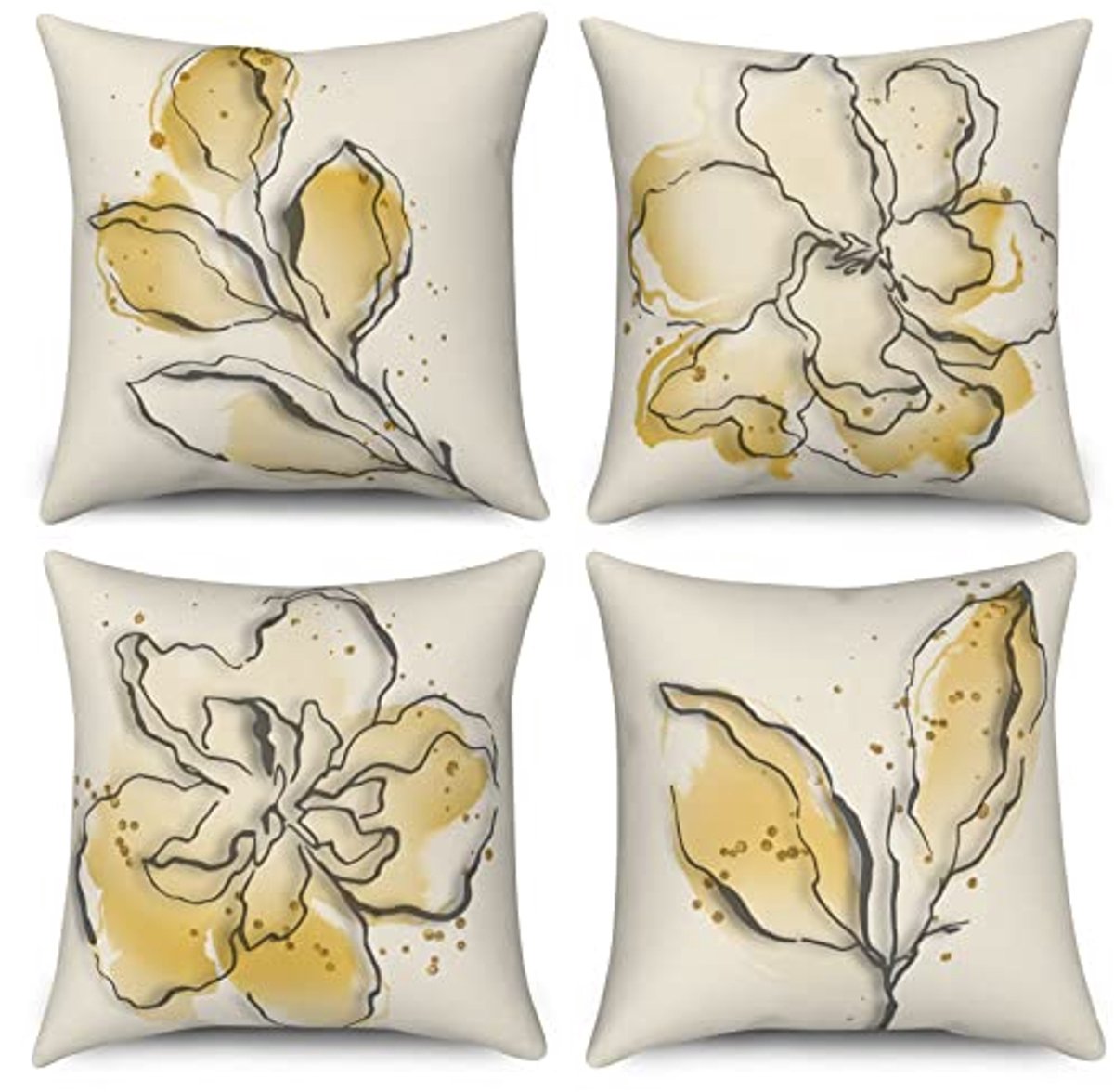 Vintage Bloem Kussenovertrekken Set van 4 - Decoratieve Kussenhoezen voor Woondecoratie (46x46cm)