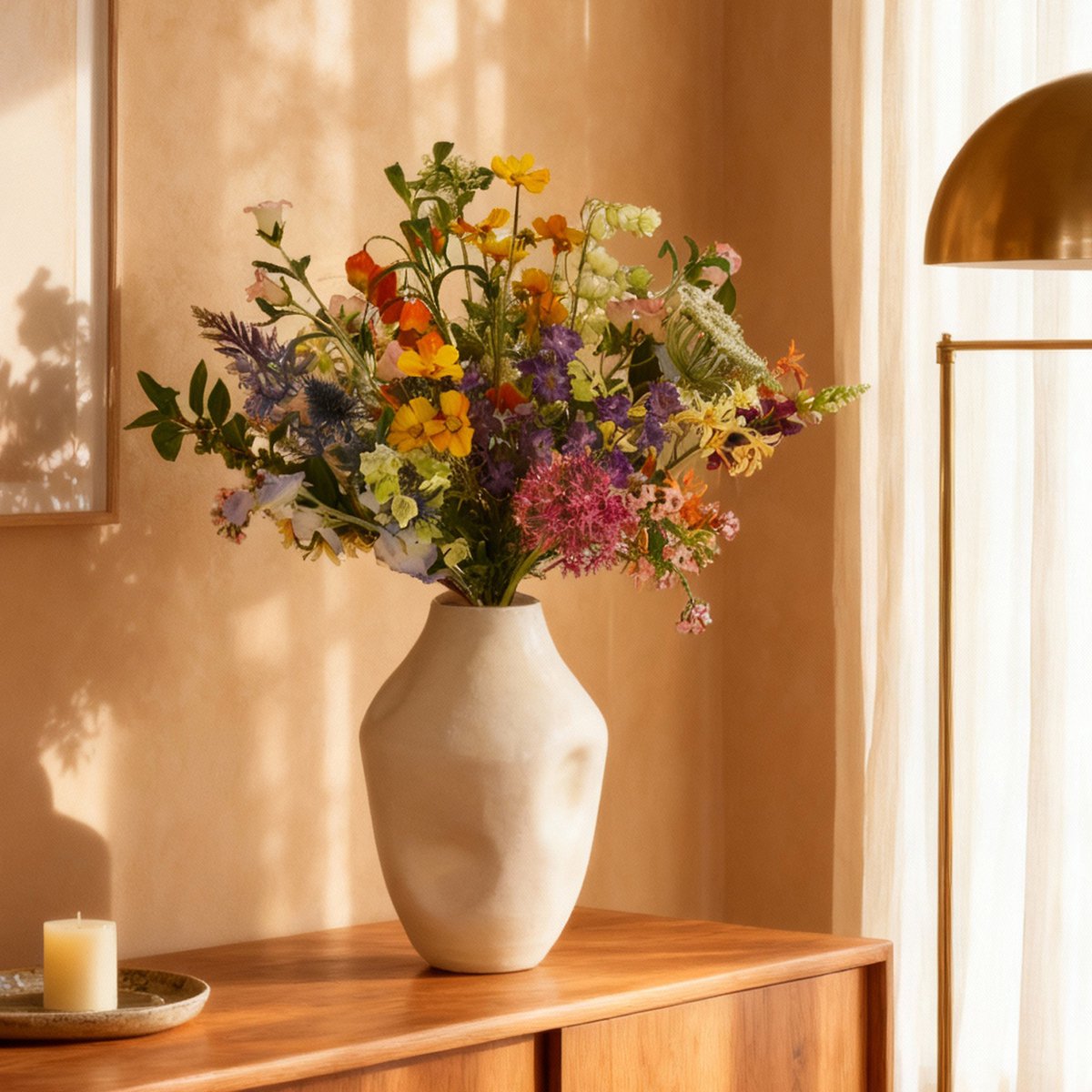 maxifleur Kunstplanten Handgebonden kunstboeket Monica Dresden 70cm Meerkleurig