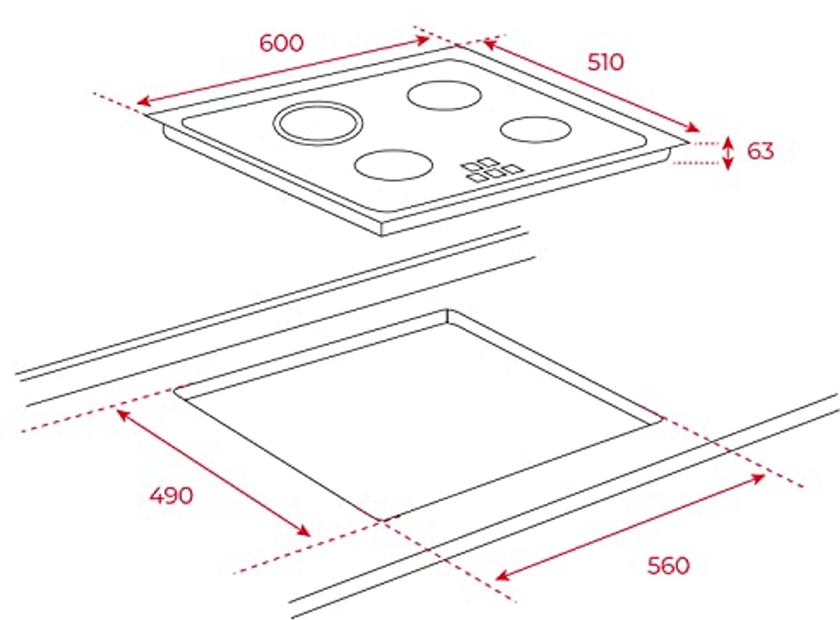 Keramische Ingebouwde Kookplaat - 14,5 cm en 18 cm met Touch Control en Rapid Cooking