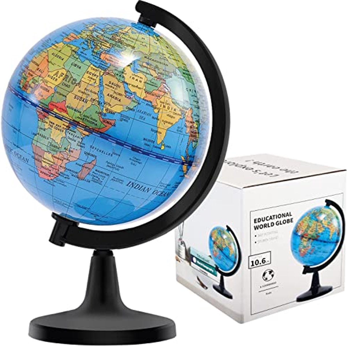 Educatieve 4 inch Wereldbol voor Kinderen - Roterende Aarde Globe voor Klaslokaal en Bureau Decoratie