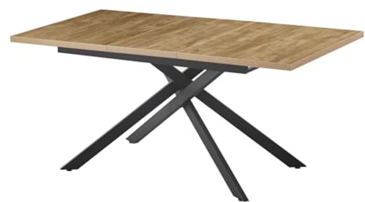 Uitschuifbare Eettafel 120-160 cm voor 4-6 Personen - Houten Keuken Tafel met Korte Frame - Industrieel Modern Design