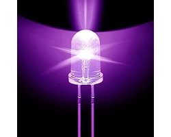 100 Stuks 5mm UV LED's - Helder Blacklight Lichtdiodes 3V