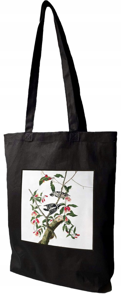 Stijlvolle Canvas Shopper Tas met Downy Woodpecker Print