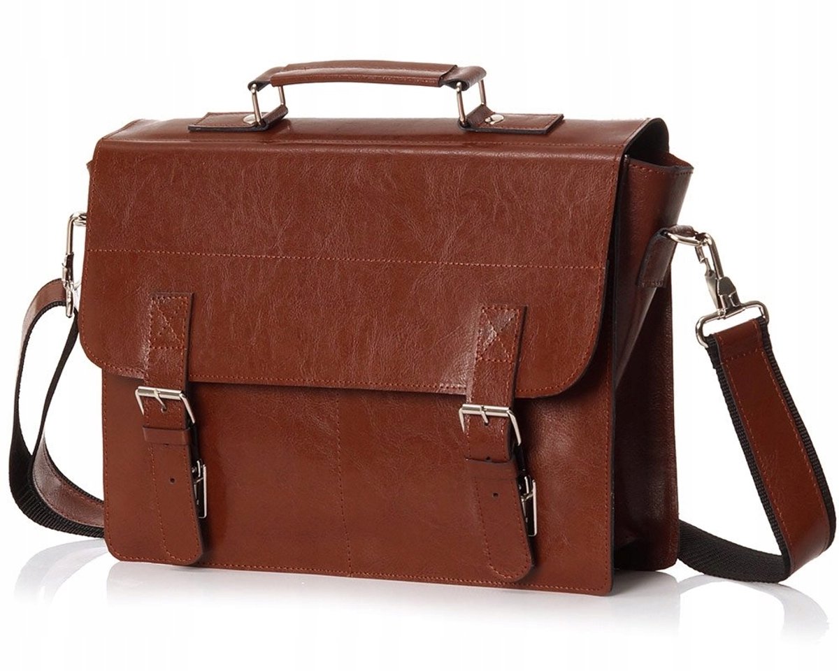 Solome LAGO III Leren Schoudertas Heren - Handgemaakt, A4 & 14" laptop