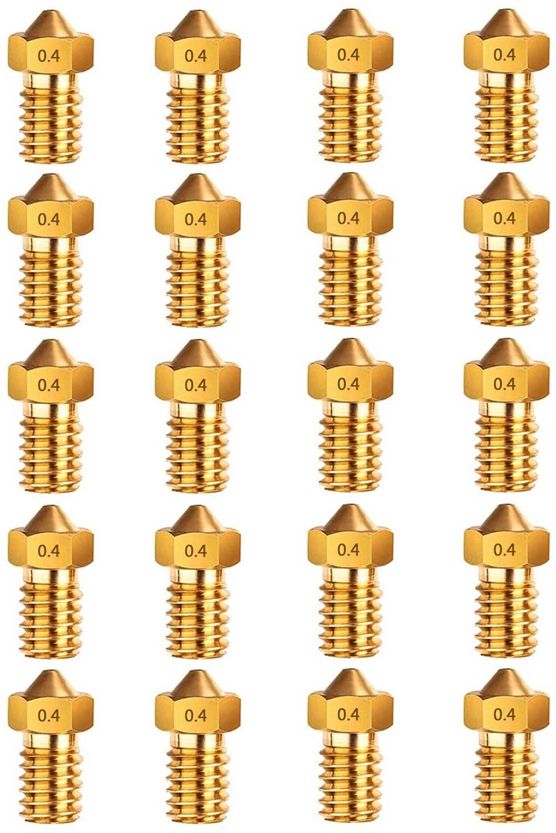 3D printer reserveonderdelen - 3D Printer Nozzles - 20-delige Messing Nozzles 0,4mm, Geschikt voor 1,75mm Filament en E3D V5-V6