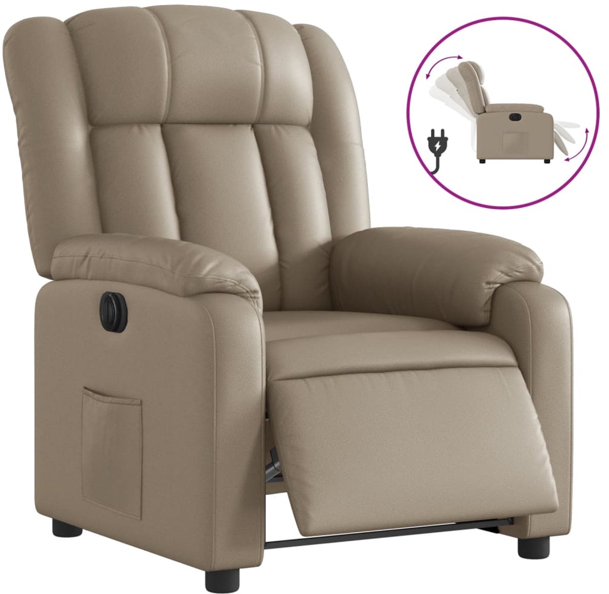 vidaXL Fauteuil - verstelbaar - elektrisch - kunstleer - cappuccinokleurig