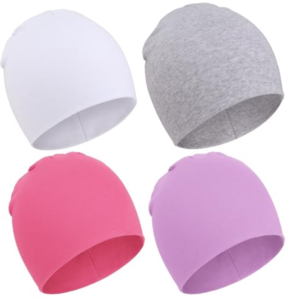 Image of 4-Pak Zachte Gebreide Baby Beanies voor Pasgeboren en Peuters